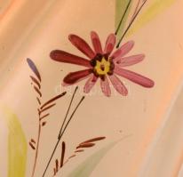 Antik üveg lámpa bura. Kézzel festett, jelzett, javított sérüléssel. 22 cm