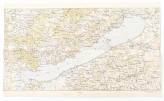 cca 1926 Balatoni térképe, 1: 200.000, M. Kir. Állami Térképészet, hajtott, 26x44 cm