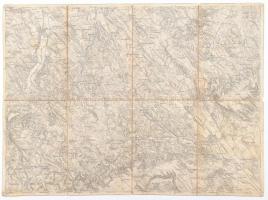 cca 1900 Mór és Zirc környékének térképe, vászonra kasírozva, hajtott, foltos, 38x52 cm