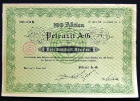 Kis részvény tétel, benne 15db magyar és 2db osztrák 1912-től. Összesen 17db!