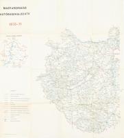 1970 Magyarország Autóbuszhálózata 1970-1971, kétoldalas térkép, Bp., Kartográfia, 66x68 cm