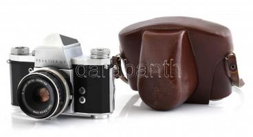 Praktica IV F. fénykézgép tokjában, Carl Zeiss Tessar 50mm f2.8 m42-es objektívvel, szemkagylóval, k...