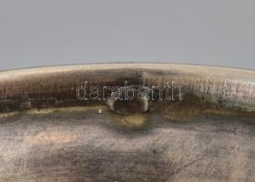 Ezüst (Ag) talpu kupicás pohárkák 2 db. Jelzett, színezett üveggel. m: 8 cm