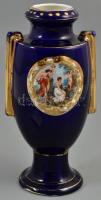 Régi Hollóházi amfora váza, részben kézzel festett, jelzett, kis kopással m:21 cm