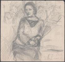 Farkas László (?-?): Női portré. Ceruza, papír. Jelzett. Lapszéli szakadásokkal. 23x24 cm