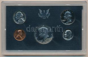 Amerikai Egyesült Államok 1971S 1c-1/2$ (5xklf) forgalmi sor dísztokban, tanúsítvánnyal T:PP  USA 1971S 1 Cent - 1/2 Dollar (5xdiff) coin set in case with certificate C:PP