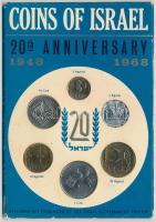 Izrael 1968. 1a-1L (6xklf) 20. évforduló 1948-1968 forgalmi sor karton dísztokban T:1,1-  Israel 1968. 1 Agora - 1 Lira (6xdiff) 20th Anniversary 1949-1968 coin set in cardboard case C:UNC,AU