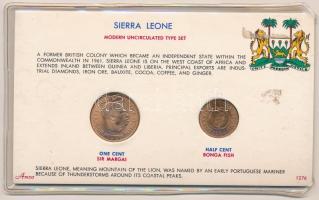 Sierra Leone 1964. 1/2c Br + 1c Br karton információs lapon T:1 Sierra Leone 1964. 1/2 Cent Br + 1 Cent Br on cardboard information sheet C:UNC