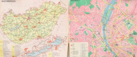 1964 Hungary Hotal Guide, rajta Magyarország és Budapest térképével, idegenforgalmi prospektus, 19x2...
