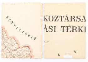 1962 A Magyar Népköztársaság Államigazgatási térképe, 2 részes, 1:400.000, Bp., K.S. H. Népszámlálás térképészete,(Offset-ny.), intézményi bélyegzőkkel, 93x68 cmx2 (93x136 cm.)