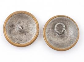 2 db antik fém katonai gomb, számozott
