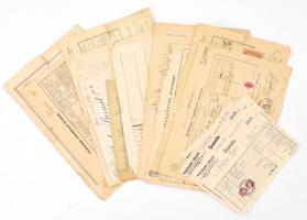 1908-1947 15 db városi illetékbélyeges okmány (anyakönyvi kivonatok, számlák, stb.)