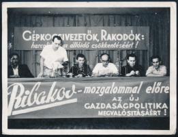 cca 1950-1955 Ribakov-mozgalmi gyűlés (a közúti teherszállítás hatékonyságának növelésére), fotó, 12x9 cm