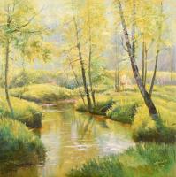 Czinege Zsolt (1964-): Az erdő fényei. Olaj, vászon, jelzett. 76x76 cm