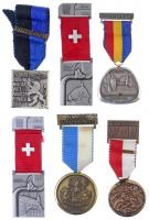 6xklf svájci és osztrák díjérem szalagon T:1-2 6xdiff Swiss and Austrian medals on ribbon C:UNC-XF