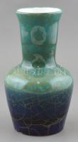 Dekoratív csurgatott mázas kerámia váza, jelzett (Illés 79), mázrepedésekkel. m: 24 cm