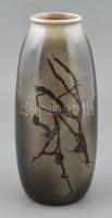 Mázas kerámia váza absztrakt mintával, jelzett (Illés J.), hibátlan. m: 26 cm