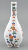 Japán tradicionális virágmintás váza, részben kézzel festett, jelzett, hibátlan. m: 24 cm