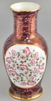 Hollóházi porcelán márványmintás, irizáló porcelán váza, matricás, jelzett, kis kopásnyomokkal, m: 35 cm