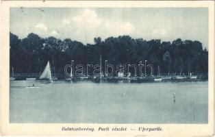 1937 Balatonberény, part, csónak kikötő