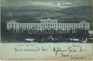 1898 (Vorläufer) Kassa, Kosice; katonai alreáliskola este / military school at night