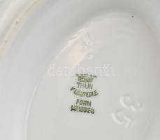 Meisseni Thun Klösterle porcelán szószós tál aljjal, virágos-hagymás mintával, máz alatti kék festés...