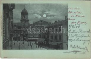 1898 (Vorläufer) Fiume, Rijeka; Torre civica / tower at night (EK)