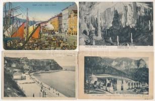 4 db RÉGI külföldi város képeslap vegyes minőségben / 4 pre-1945 European postcards in mixed quality: Dauphiné, Postojnska jama, Sansego, Fiume