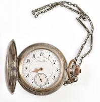 A. Lange & Söhne ezüst (Ag) zsebóra. Jelzett tok, jelzett szerkezet. (szerkezetszám: 54618) Dupl...
