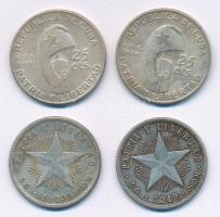 Kuba 1949. 20c Ag (2x) + 1953. 25c Ag "Jose Marti születésének 100. évfordulója" (2x) T:2,...