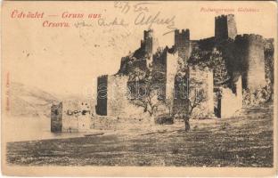 1900 Galambóc, Golubac (Orsova); Festungsruine / várrom. Hutterer G. kiadása (Orsova) / castle ruins