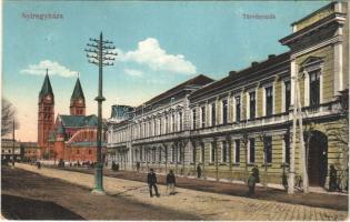 1921 Nyíregyháza, Törvényszék. vasúti Levelezőlapárusítás 16. + BUDAPEST-PÜSPÖKLADÁNY-KÖRÖSMEZŐ 19 mozgóposta (EB)