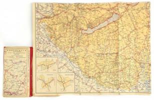 cca 1939 Csonka-Magyarország autotérképe, 1:400.000, a visszatért területek előtti állapotokkal, val...