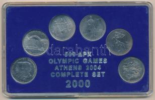 Görögország 2000. 500D Cu-Ni 2004-es Olimpiai-sorozat (6xklf) műanyag dísztokban T:1- Greece 2000. 500 Drachmes Cu-Ni 2004 Olympic Series (6xdiff) in plastic case C:AU