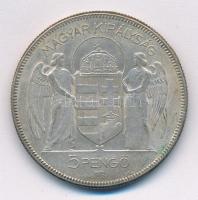 1930. 5P Ag "Horthy jobbra" T:2-,3 patina Adamo P8