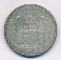 1930. 5P Ag "Horthy jobbra" T:3 patina Adamo P8