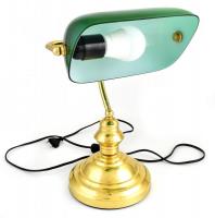 XX. sz. eleje: Íróasztali lámpa / banklámpa. Réz, üveg burával. Működő, jó állapotban. 40 cm