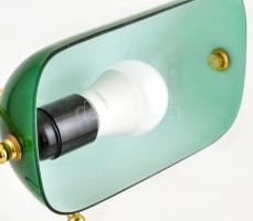 XX. sz. eleje: Íróasztali lámpa / banklámpa. Réz, üveg burával. Működő, jó állapotban. 40 cm