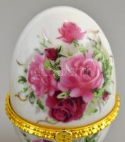 3 db porcelán tojás virág mintákkal. Matricásak, jelzés nélkül, hibátlanok. 9 cm