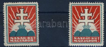 1920 Vissza a magyarokhoz! tévnyomattal (Tari 2 db) Ritka!