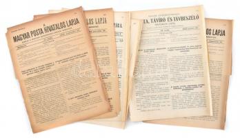 1919 Magyar Tanácsköztársaság, A posta, távíró és távbeszélő hivatalos lapja különböző számaiból származó lapok, összesen 13 db, szakadásokkal