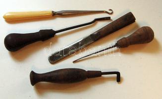 5 db klf régi szerszám (egyik csontnyéllel)
