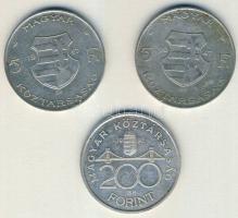 1947. 5Ft Ag "Kossuth" (2x) + 1992. 200Ft Ag "MNB" T:2,3