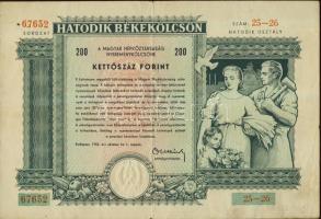 1955. "Hatodik Békekölcsön" nyereménykölcsöne 200Ft-ról