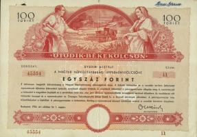1954. "Ötödik Békekölcsön" nyereménykölcsöne 100Ft-ról