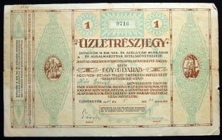 1941. "Diósgyőri M.Kir Vas- és Acélgyári munkások és alkalmazottak Hitelszövetkezete" üzletrészjegye 40P-ről