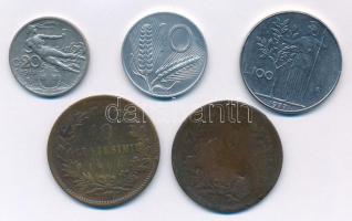 Olaszország 1862-1977. 5xklf fémpénz T:1--3 Italy 1862-1977. 5xdiff coins C:AU-F