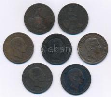 Spanyolország 1870-1879. 5c Cu (7x) T:3 Spain 1870-1879. 5 Centimos Cu (7x) C:F