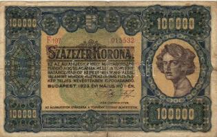 1923. 100.000K "Orell Füssli" T:III/IV+