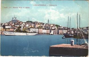1913 Mali Losinj, Lussinpiccolo; Hafenpartie, Yacht Ul Besitzer Erzh. C. Stefan / port, yacht, steamship (b)